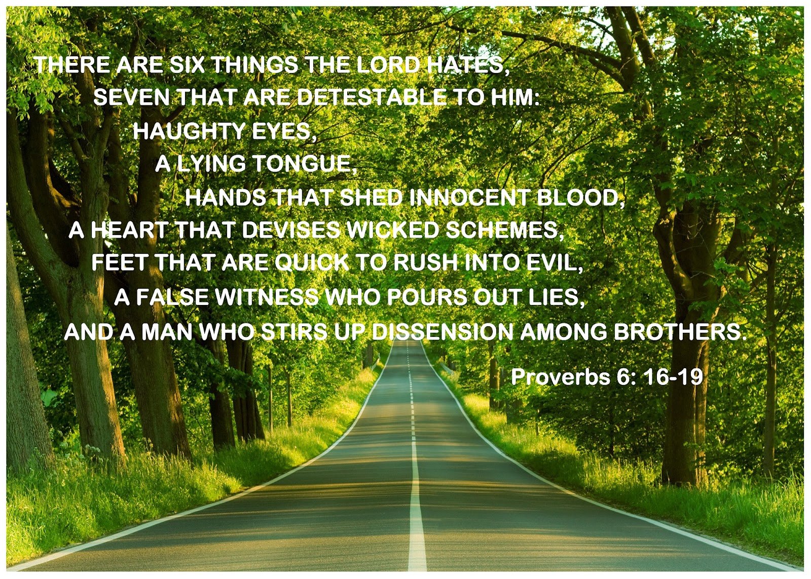 Verse of the Day - Proverbs 6:16-19 KJV - Highland Park Baptist Church